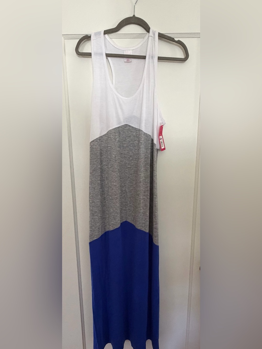 Target Women’s Colorblock Maxi Dress in White, Gray & Blue